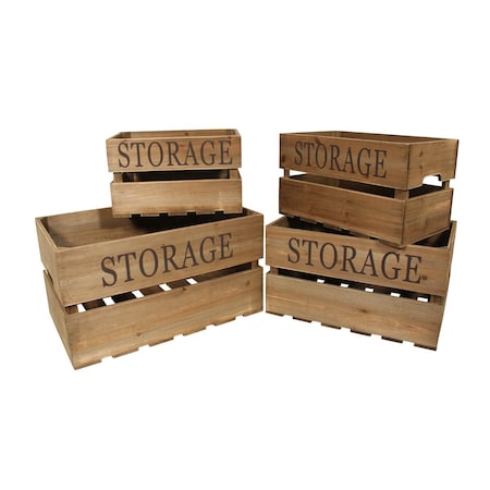Cheungs Rattan Wooden Storage Crate 4 Piece Set, 4Pk 4741-4